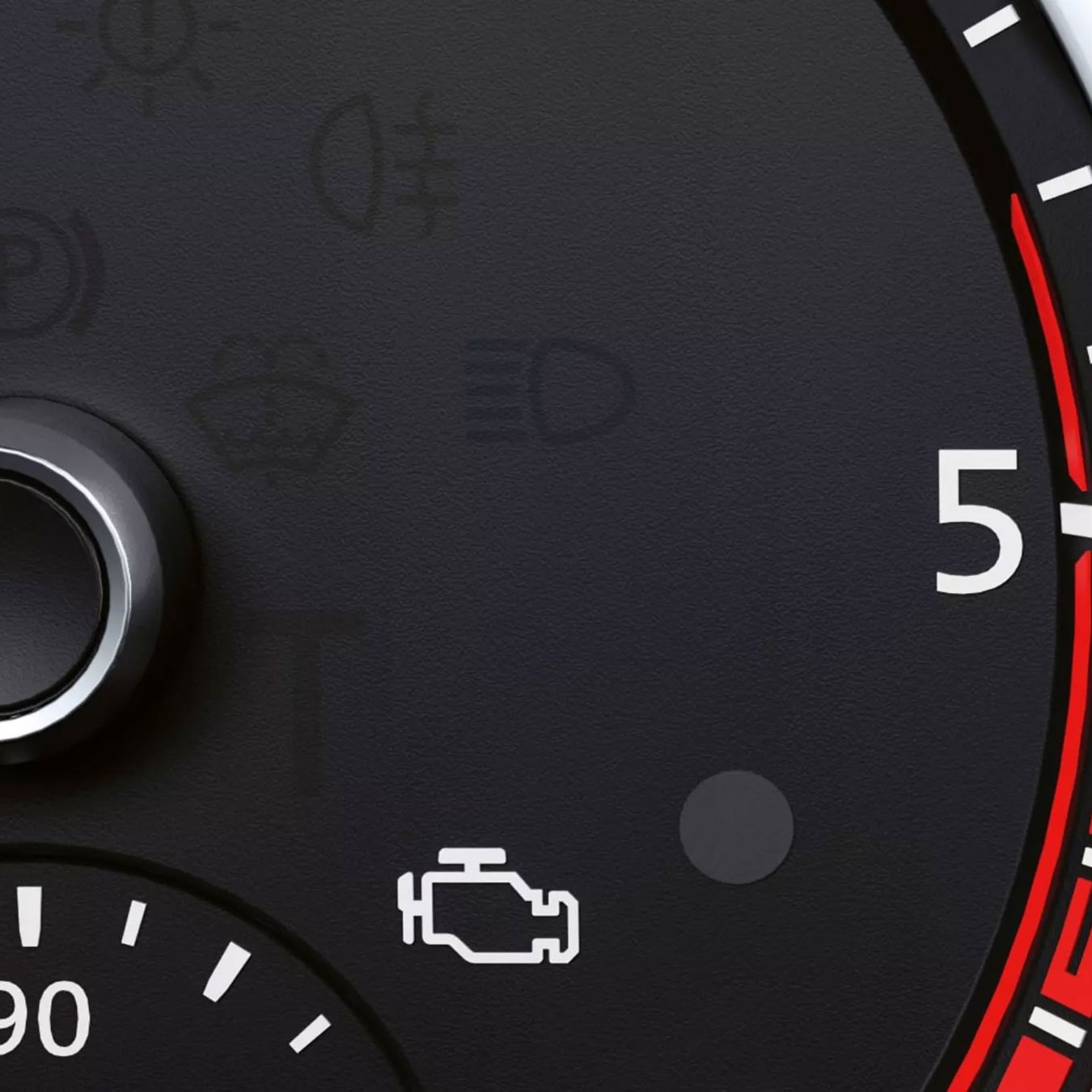 Weiße Kontrollleuchte auf der Instrumentenanzeige eines Volkswagen Nutzfahrzeugs.