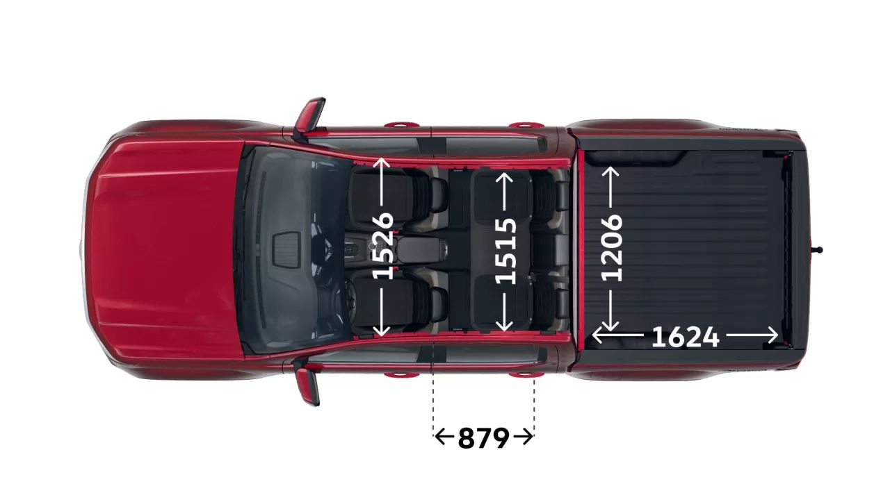 VW Amarok Style Breite des Fahrzeuginnenraums und die Abmessungen der Ladefläche 