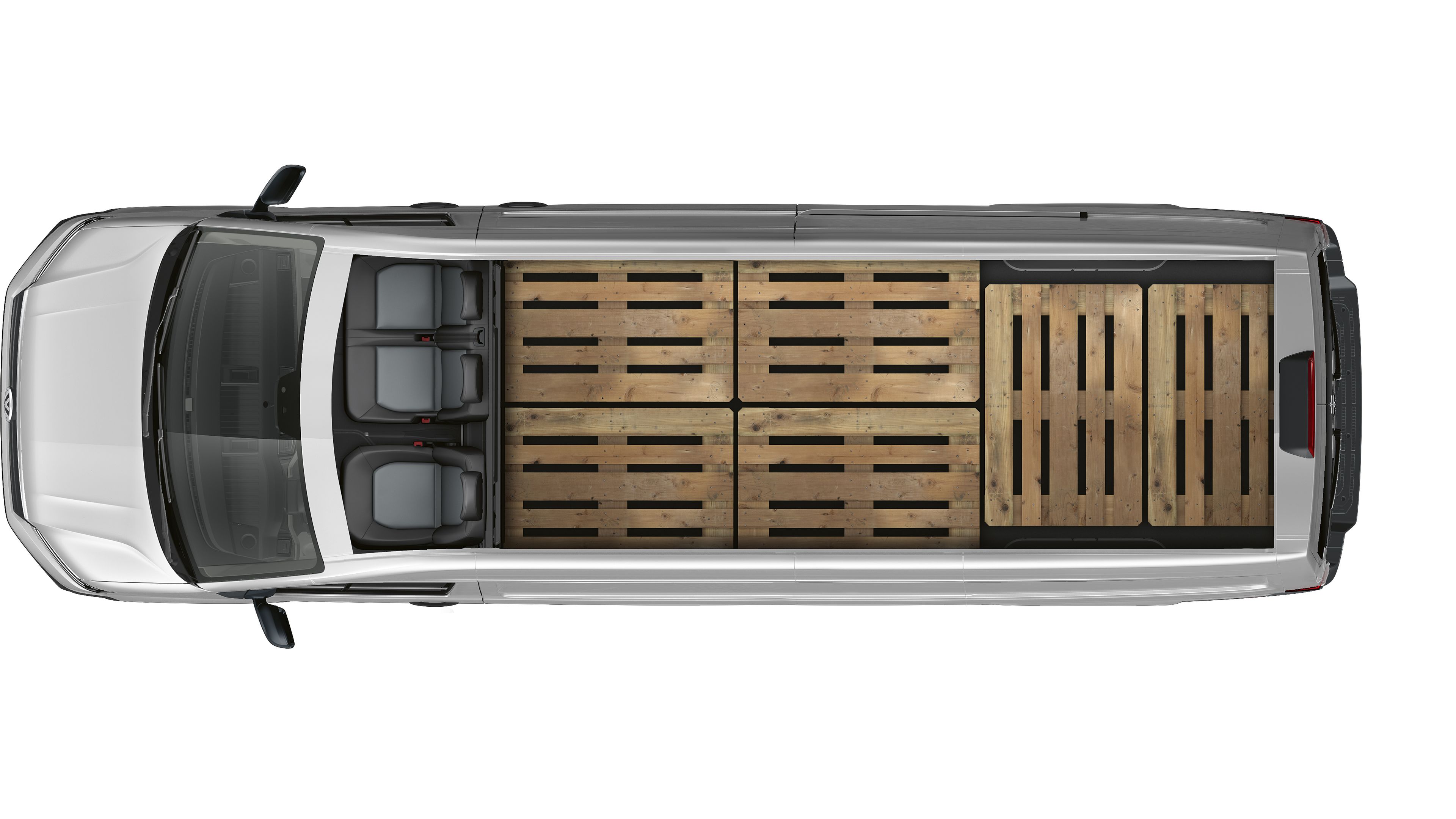 VW Crafter Kastenwagen von oben zu sehen mit 6 Europaletten