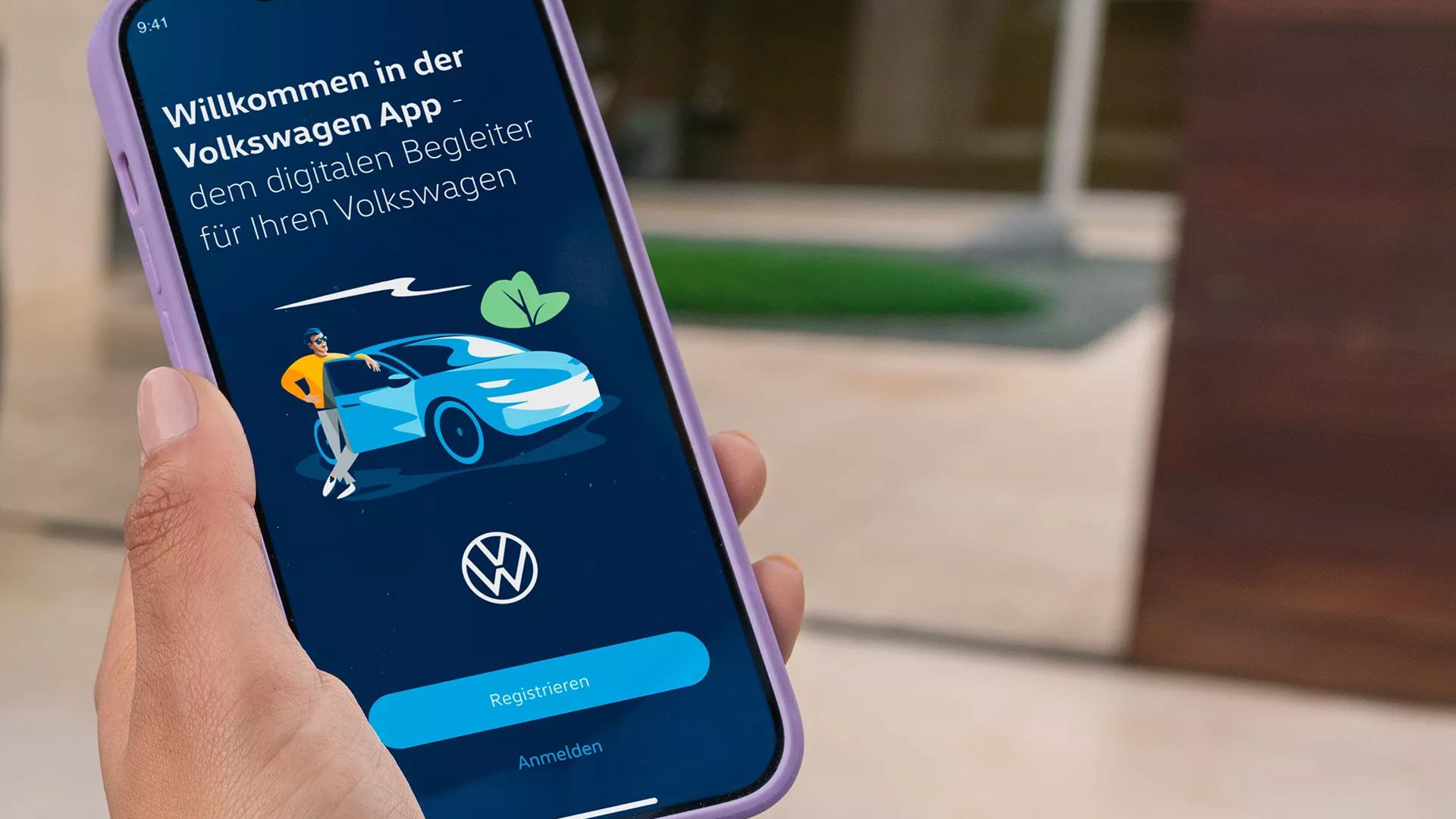 Nahaufnahme Volkswagen App, Anmeldefenster