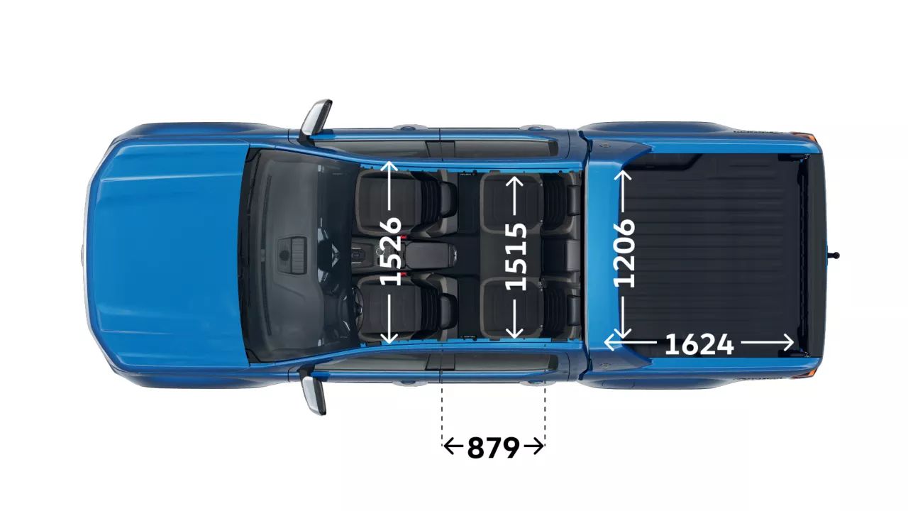 VW Amarok Aventura Breite des Fahrzeuginnenraums und die Abmessungen der Ladefläche 