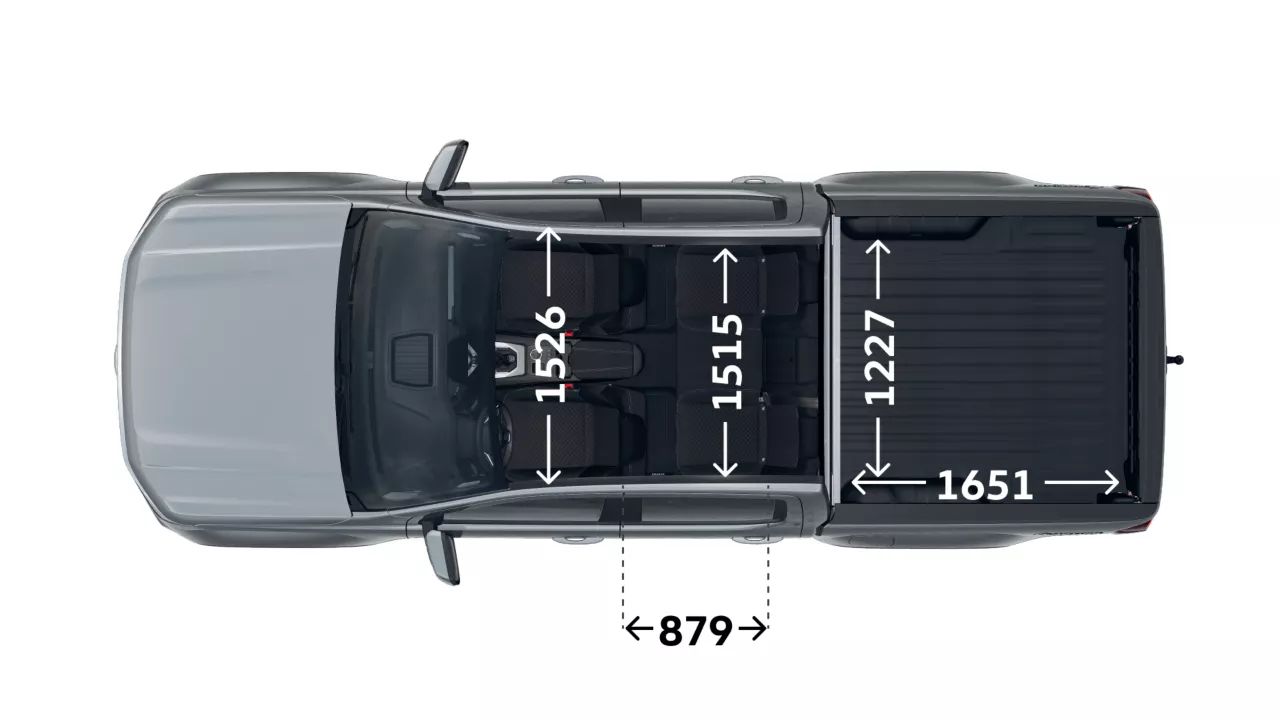 VW Amarok Life Breite des Fahrzeuginnenraums und die Abmessungen der Ladefläche 