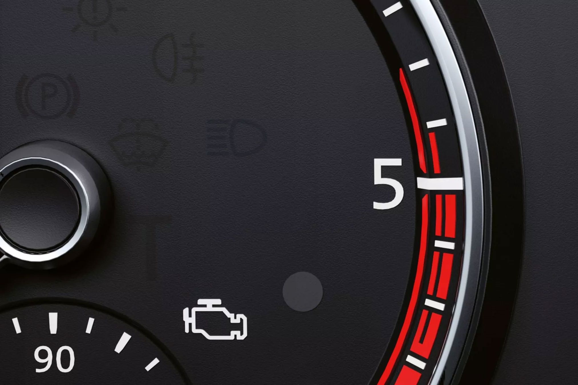 Weiße Kontrollleuchte auf der Instrumentenanzeige eines Volkswagen Nutzfahrzeugs.